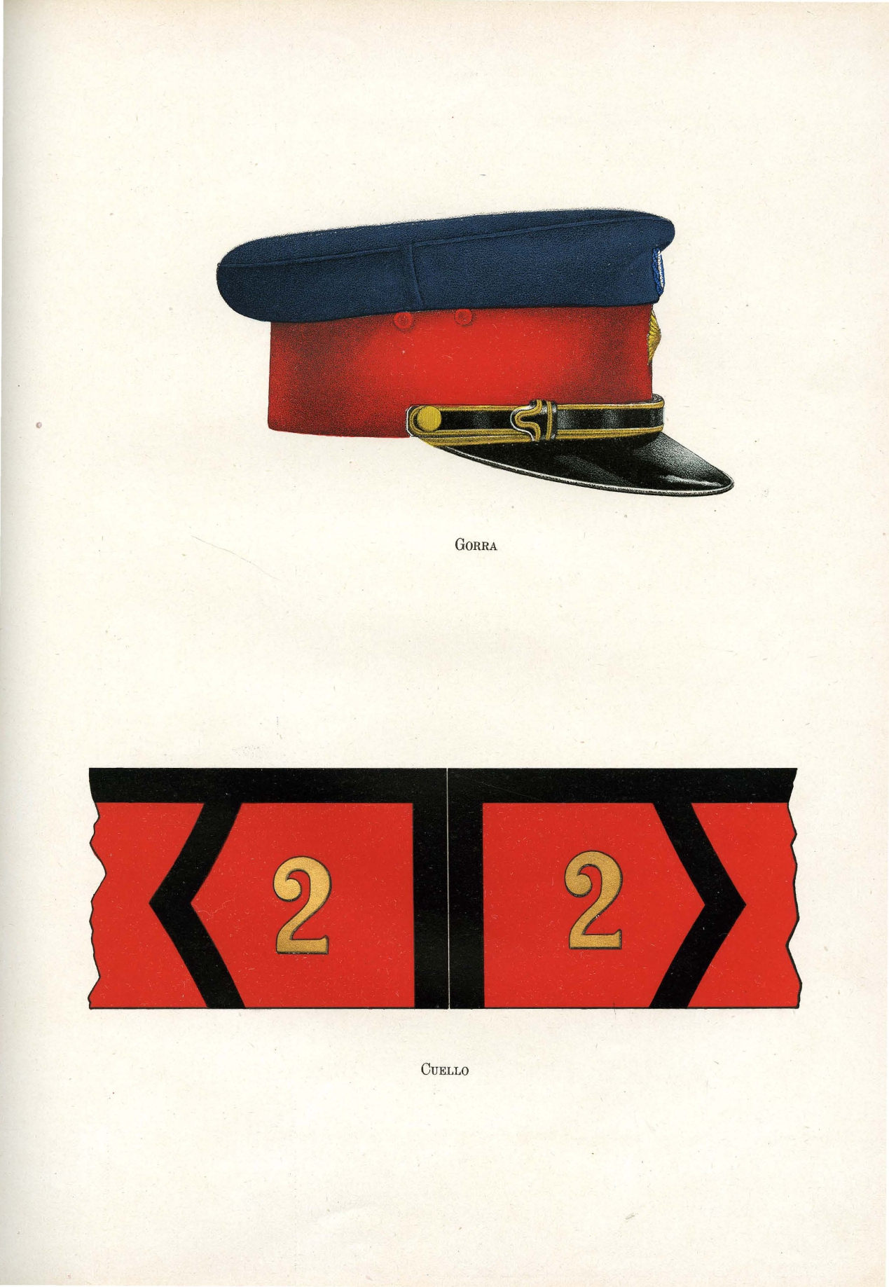 Arriba: Gorra. Abajo: Cuello