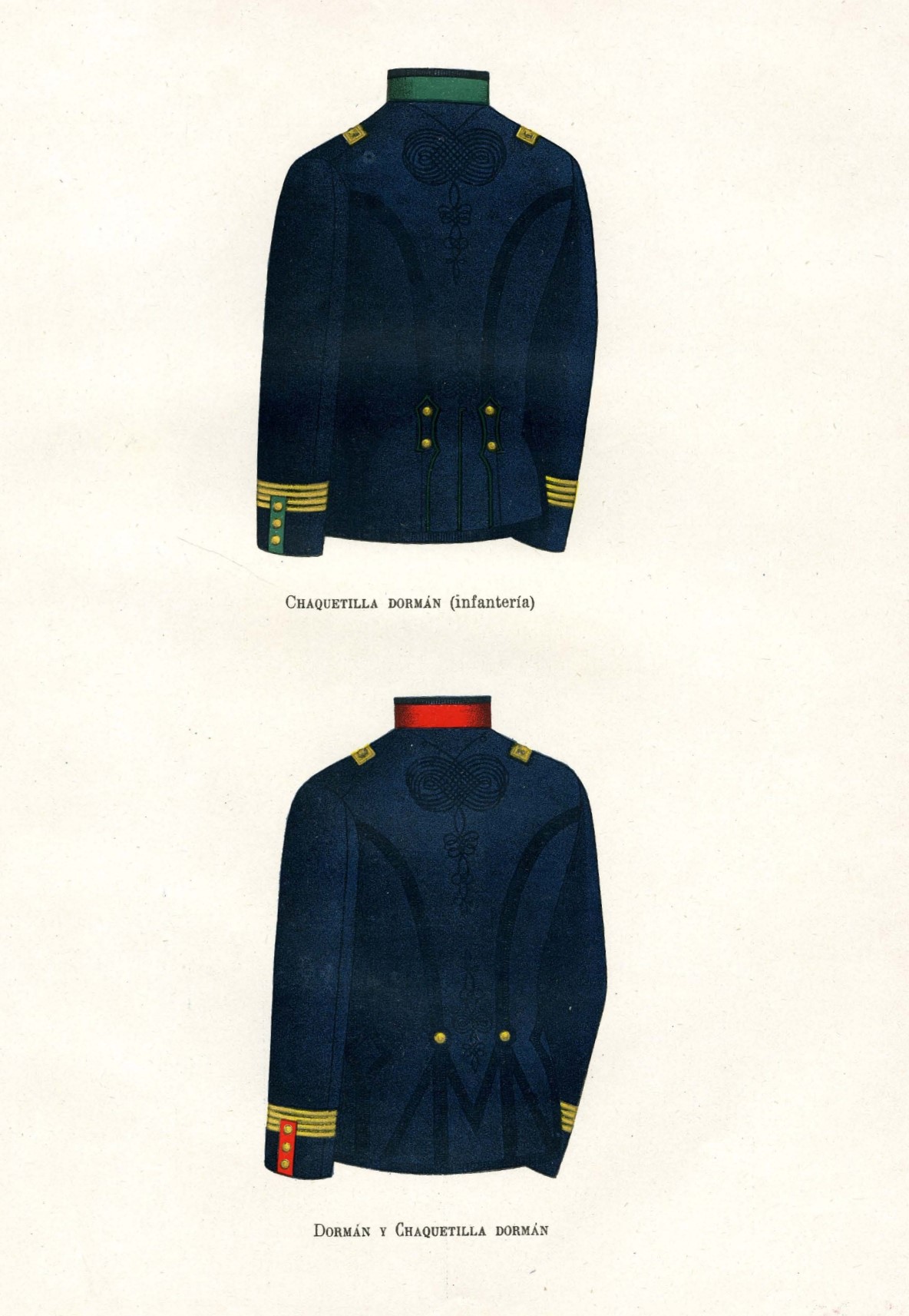 Arriba: Chaquetilla Drmán - Infantería. Abajo: Dormán y Chaquetilla Drmán