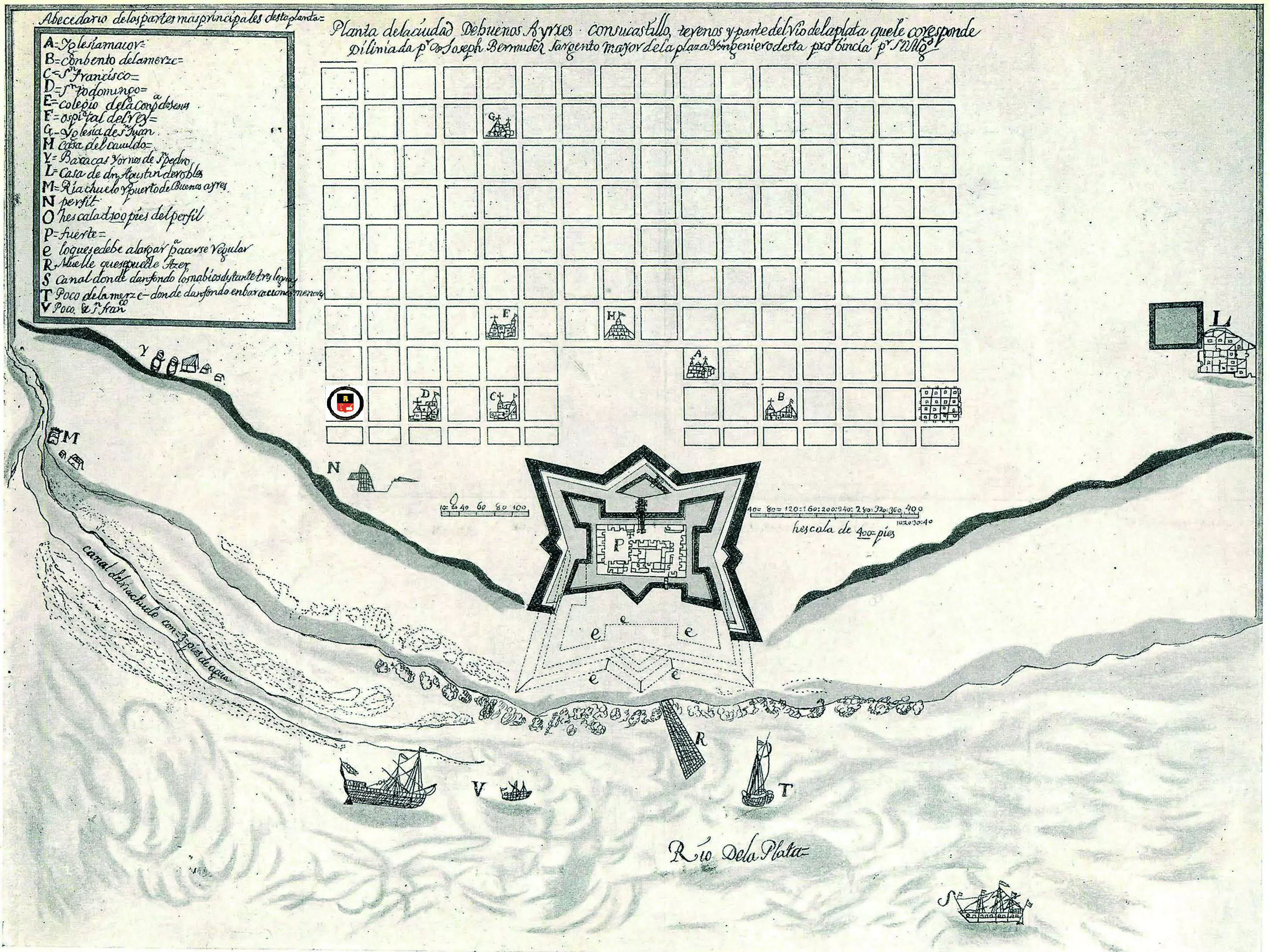 Plano Bermudez, 1708